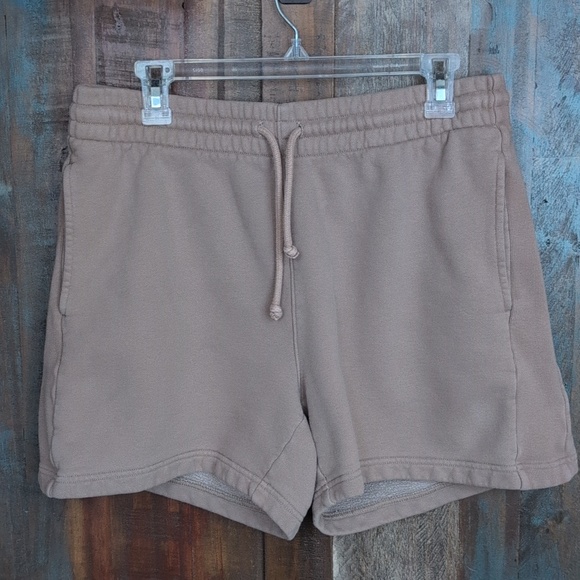 TNA Pants - Tna Tan Cozy Fleece Boyfriend Elastic Drawstring Pocket Shorts - Women's Large